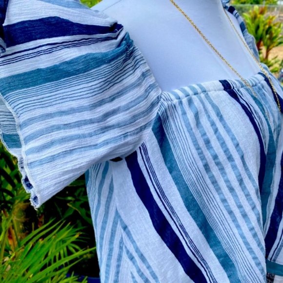 Rebellion In size m blue colored vertical stripes on the viscose material 23 - Picture 2 of 6